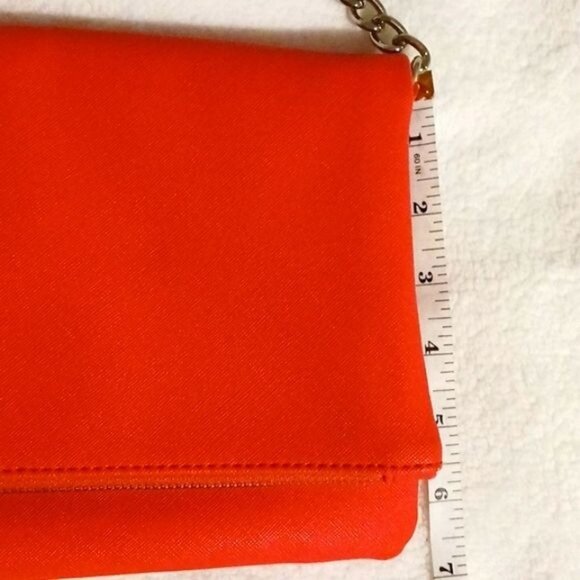 Express Coral Fold Over Purse with Silver Chain‎ Strap/Hardware - Picture 11 of 12
